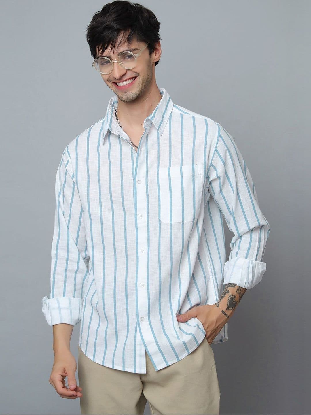 D Finish Men Relaxed Striped Casual Shirt - view 1