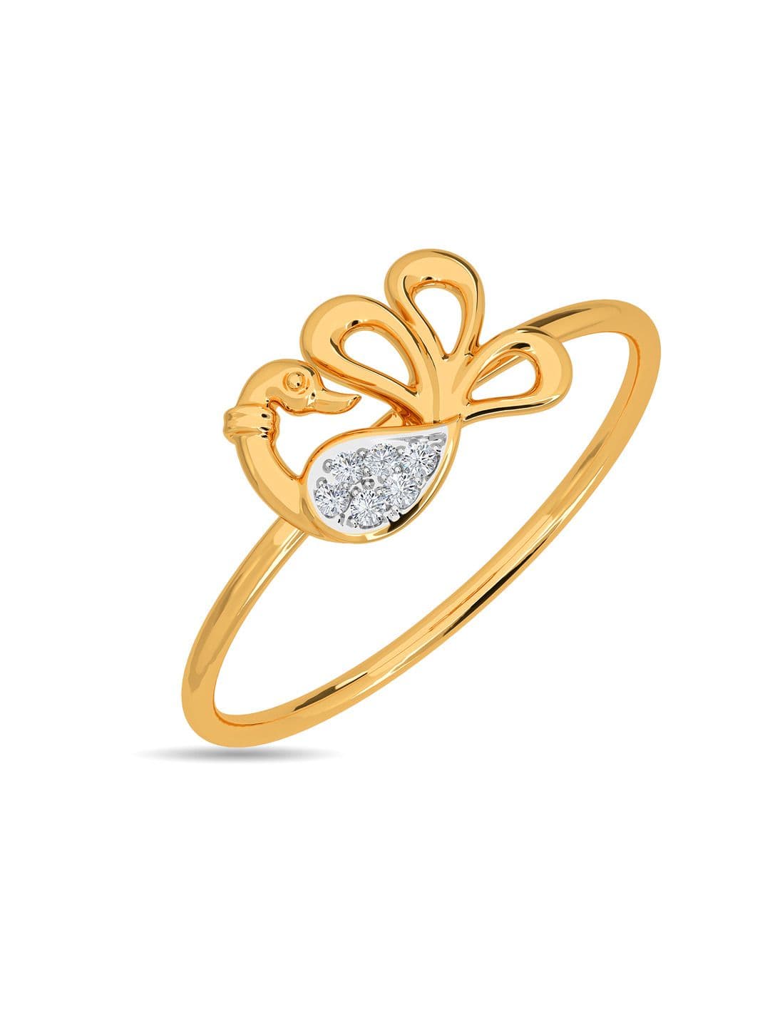 KISNA DIAMOND AND GOLD JEWELLERY 14KT Diamond Peacock Feather Ring 0.72gm - view 1