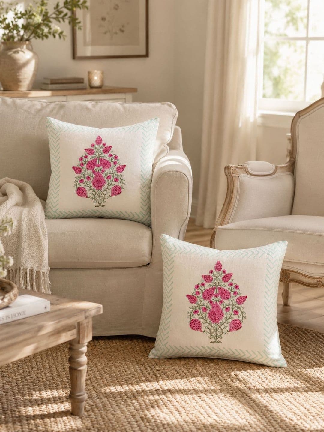 Clasiko Studio 2 Pieces Floral Printed Square Cushion Covers - view 1