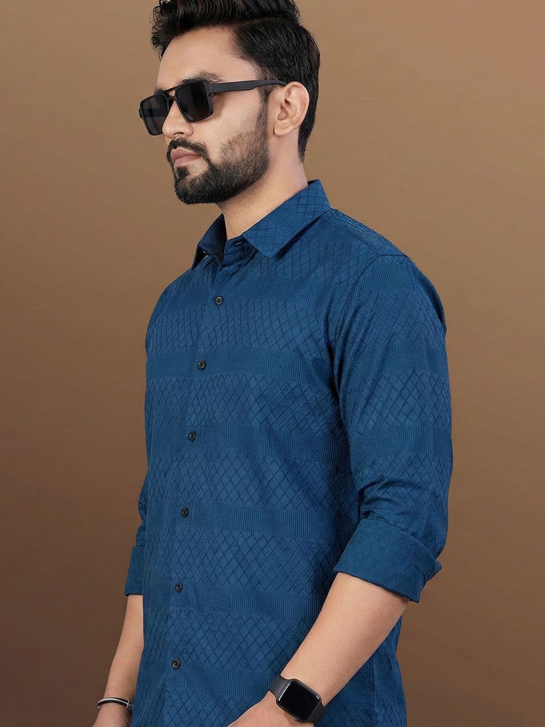 WEARICH Comfort Textured Spread Collar Long Sleeves Slim Fit Shirt - view 1