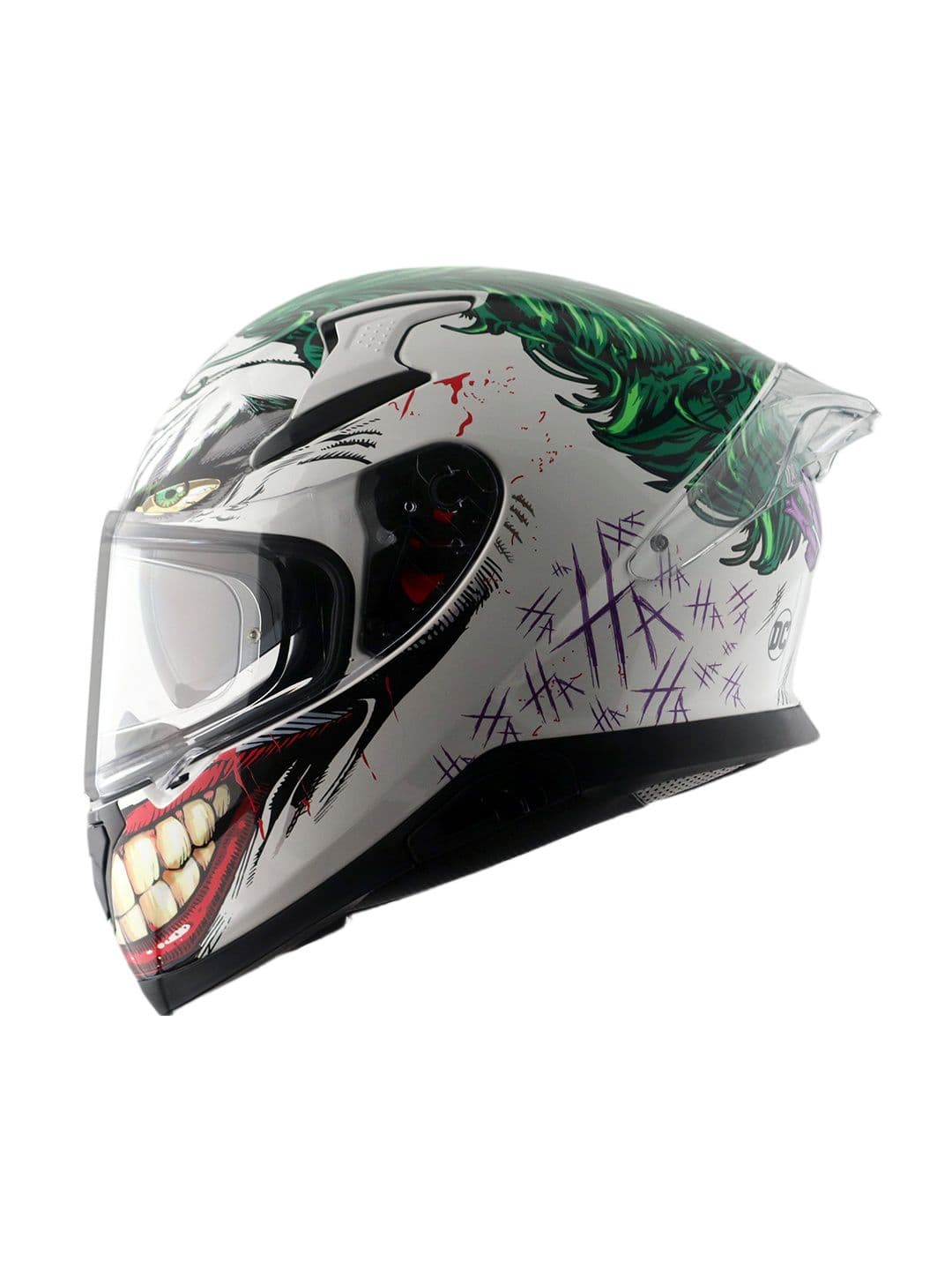 Axor Apex DC Joker White Green Helmet With Clear Visor and Extra Irridium Blue Visor-XL - view 1