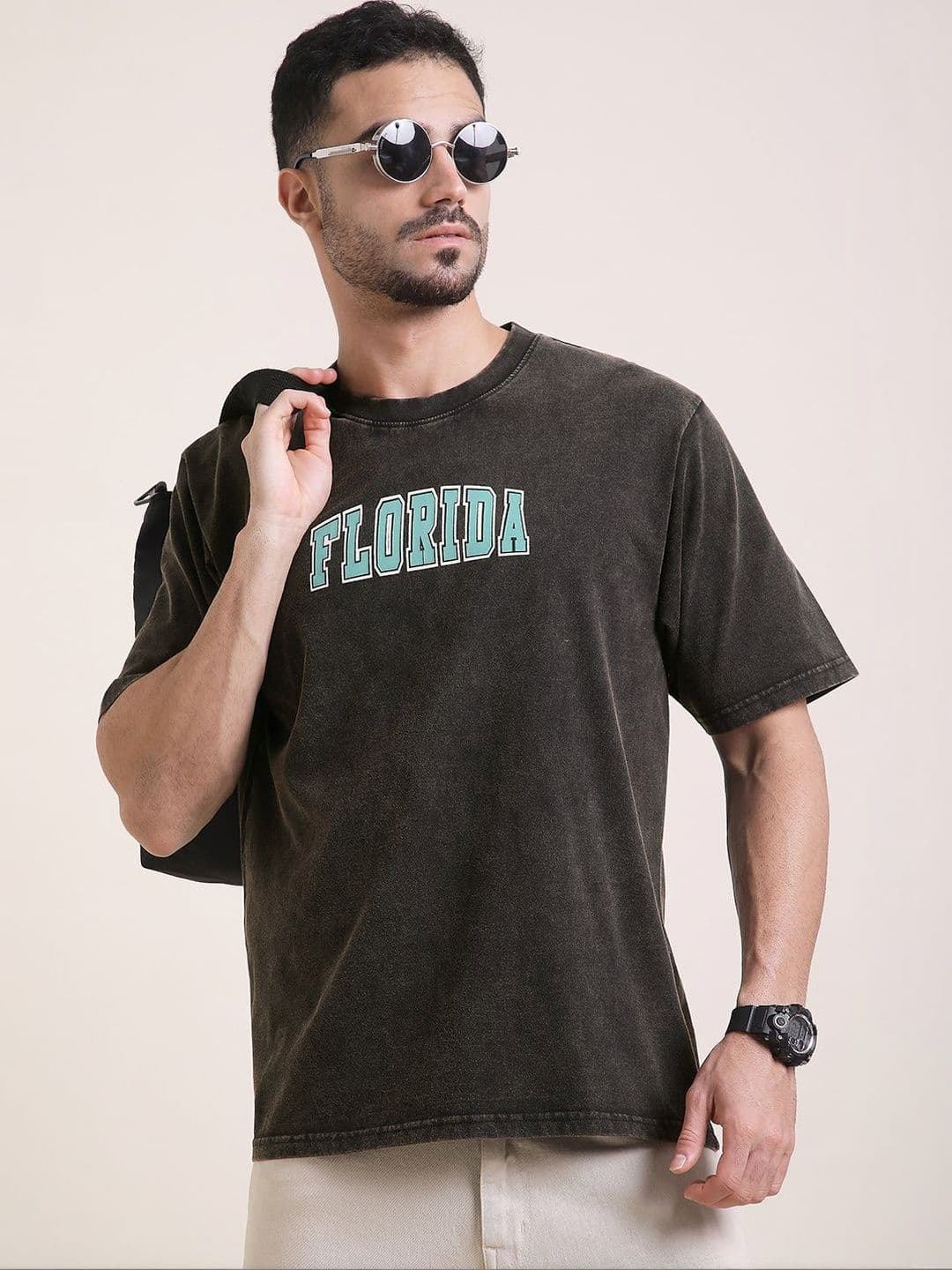 DILLINGER Men Oversized Short Sleeve Acid Washed Printed Tshirt - view 1