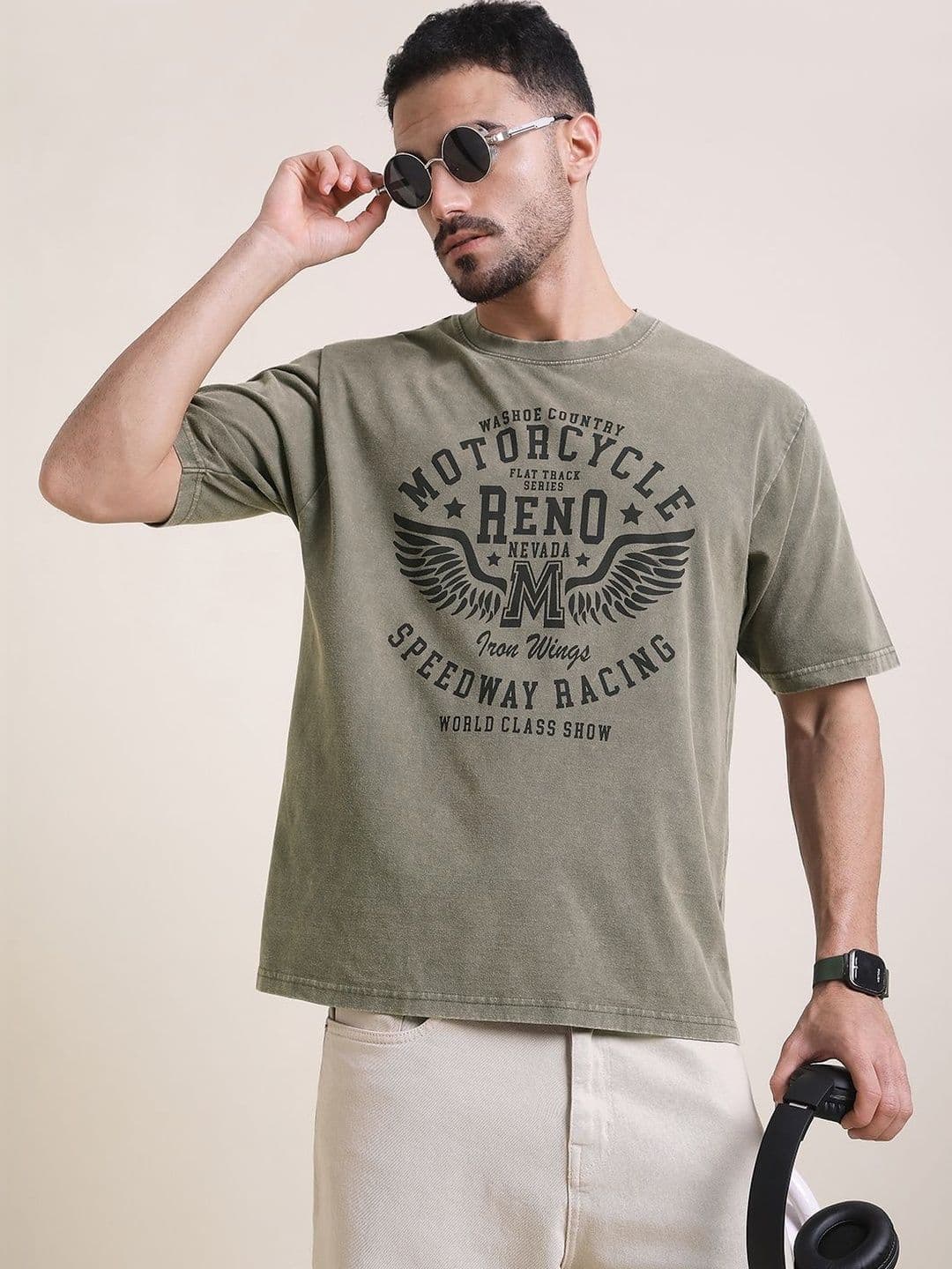 DILLINGER Men Oversized Short Sleeve Acid Washed Printed Tshirt - view 1