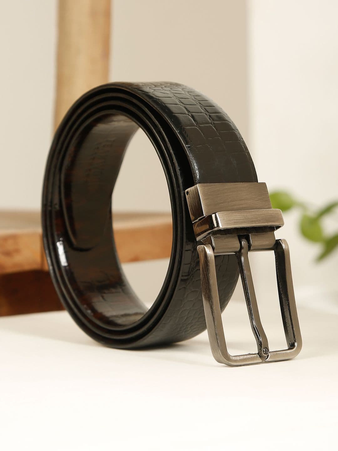 Teakwood Leathers Men Textured Reversible Belt - view 1