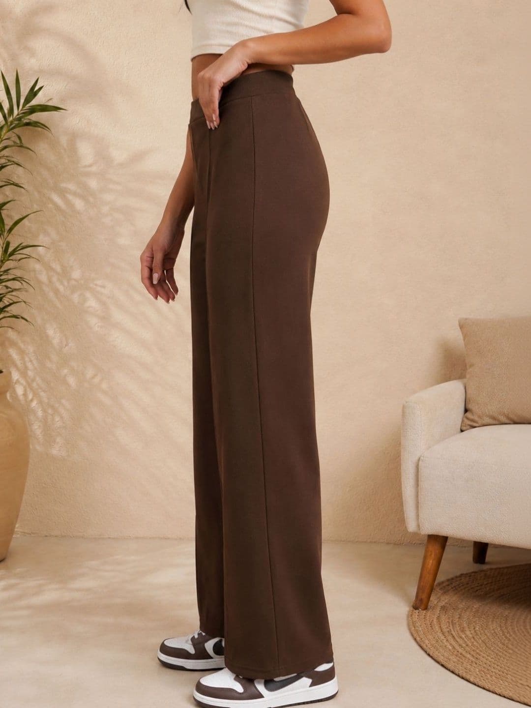 TWINS LADY Women Straight Fit High-Rise No Fly Trousers - view 1