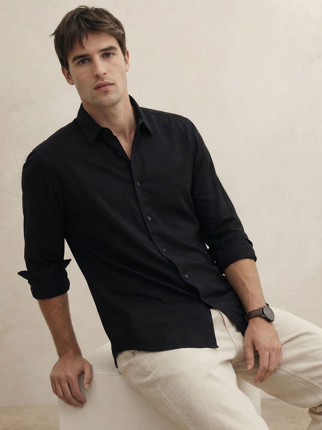 THE SHIRT CODE Spread Collar Casual Shirt - view 1