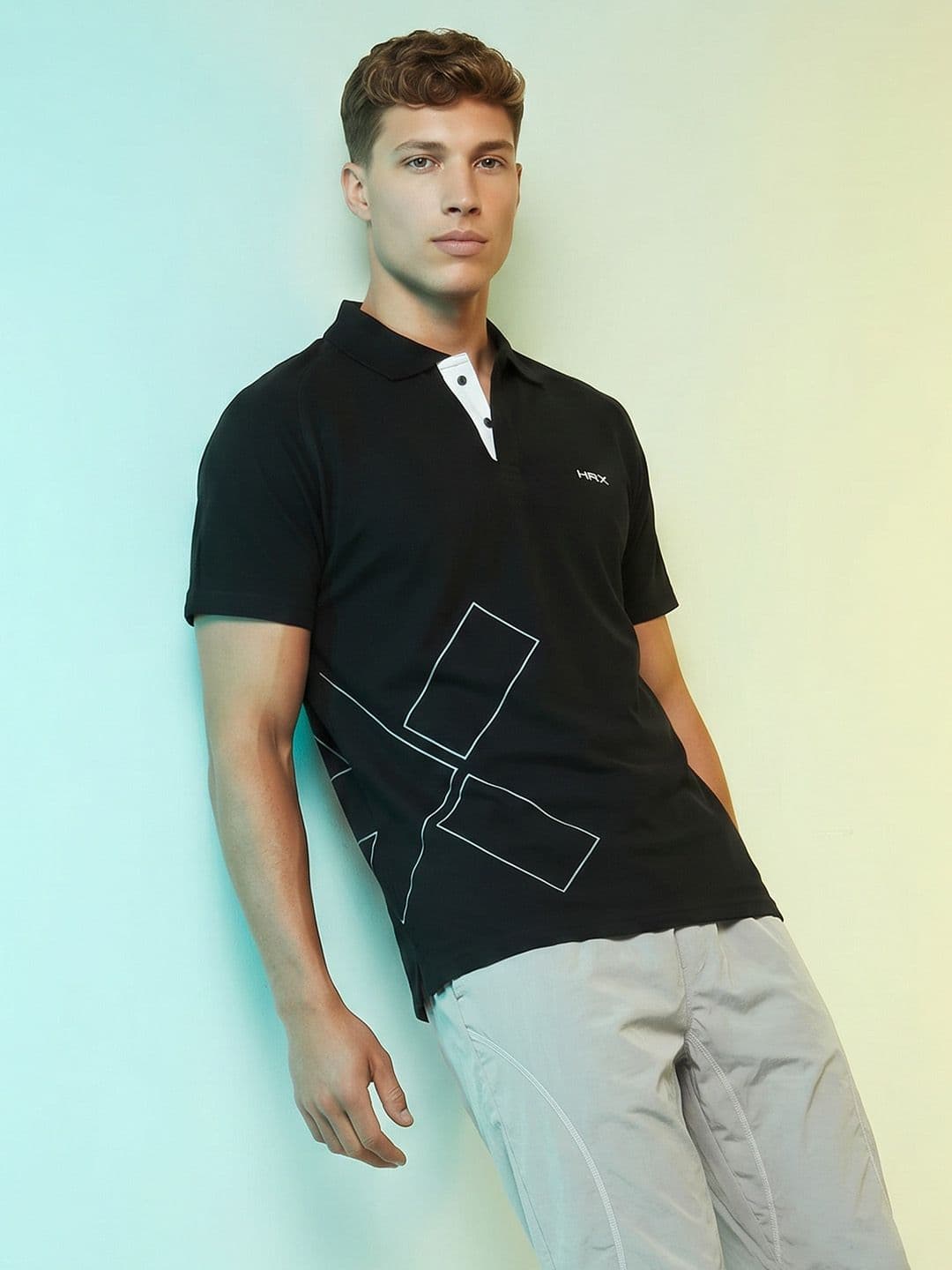 HRX by Hrithik Roshan Printed Polo Collar T-shirt - view 1