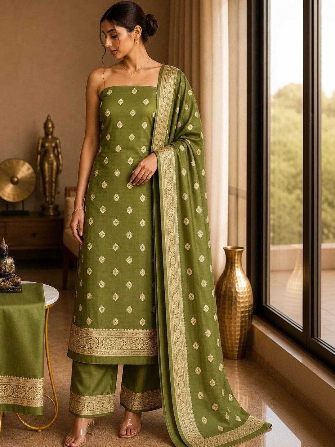 House of Pataudi Printed Unstitched Dress Material - view 1