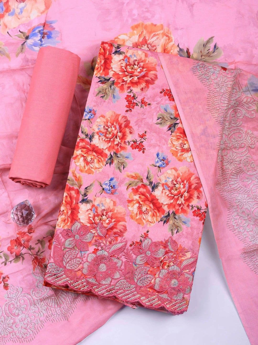 Meena Bazaar Printed Unstitched Dress Material - view 1