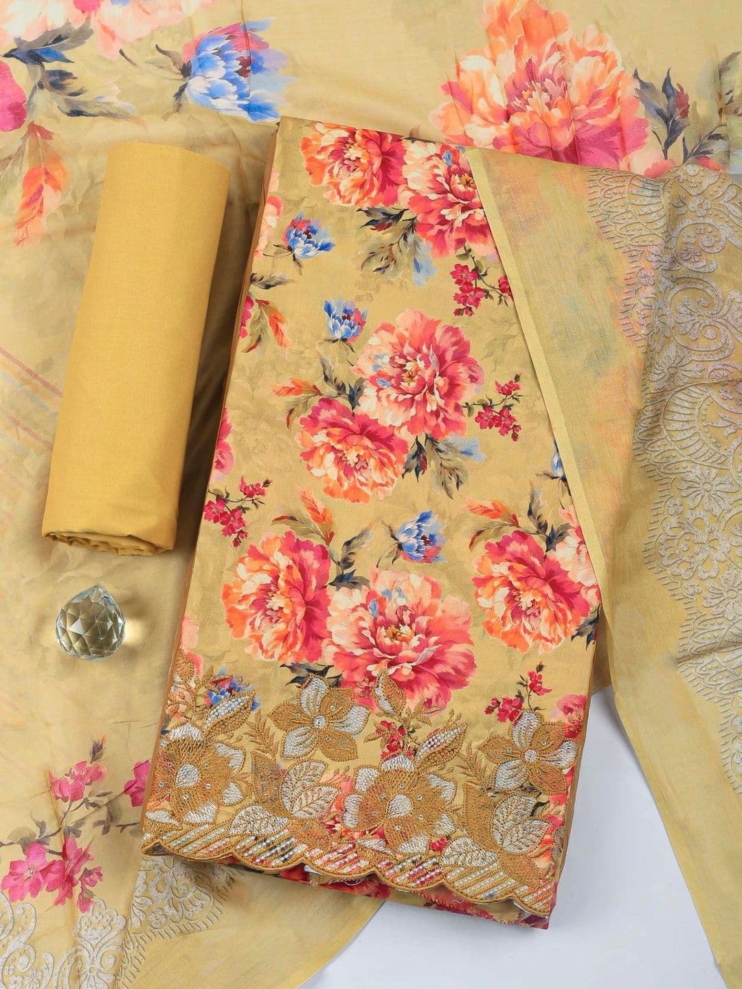 Meena Bazaar Printed Unstitched Dress Material - view 1