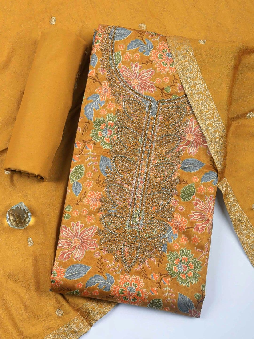 Meena Bazaar Printed Unstitched Dress Material - view 1