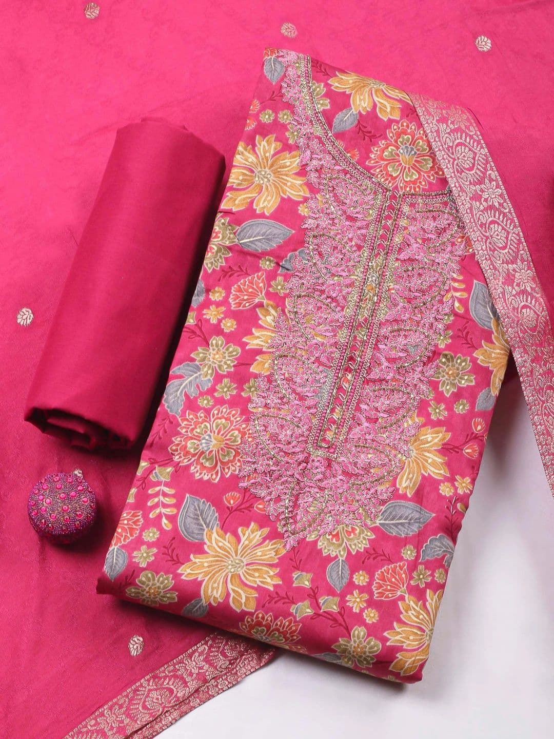 Meena Bazaar Printed Unstitched Dress Material - view 1
