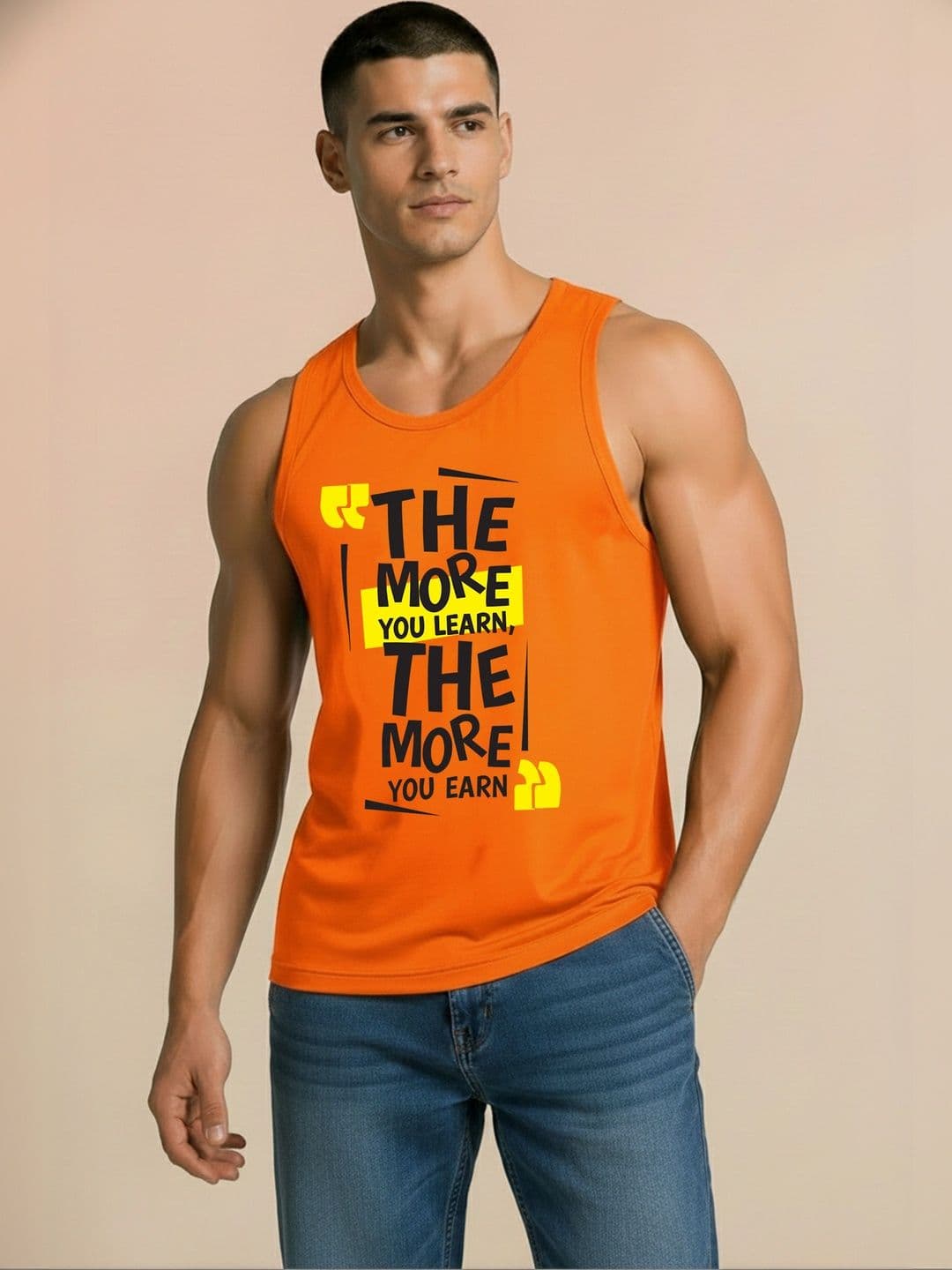 SKY HARBOAR Printed Cotton Gym Vest - view 1