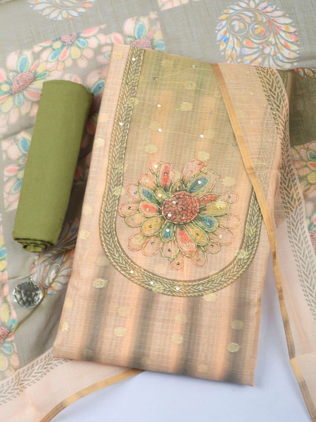 Meena Bazaar Printed Unstitched Dress Material - view 1