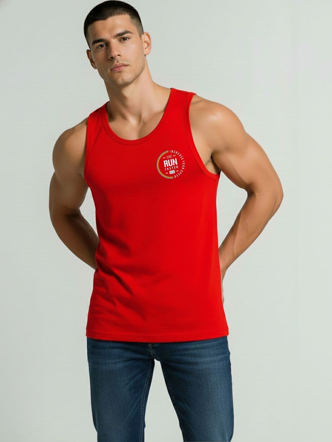 SKY HARBOAR Printed Cotton Gym Vest - view 1
