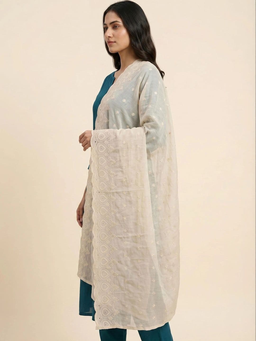 Trendzmy Ethnic Motifs Embroidered Dupatta with Thread Work - view 1