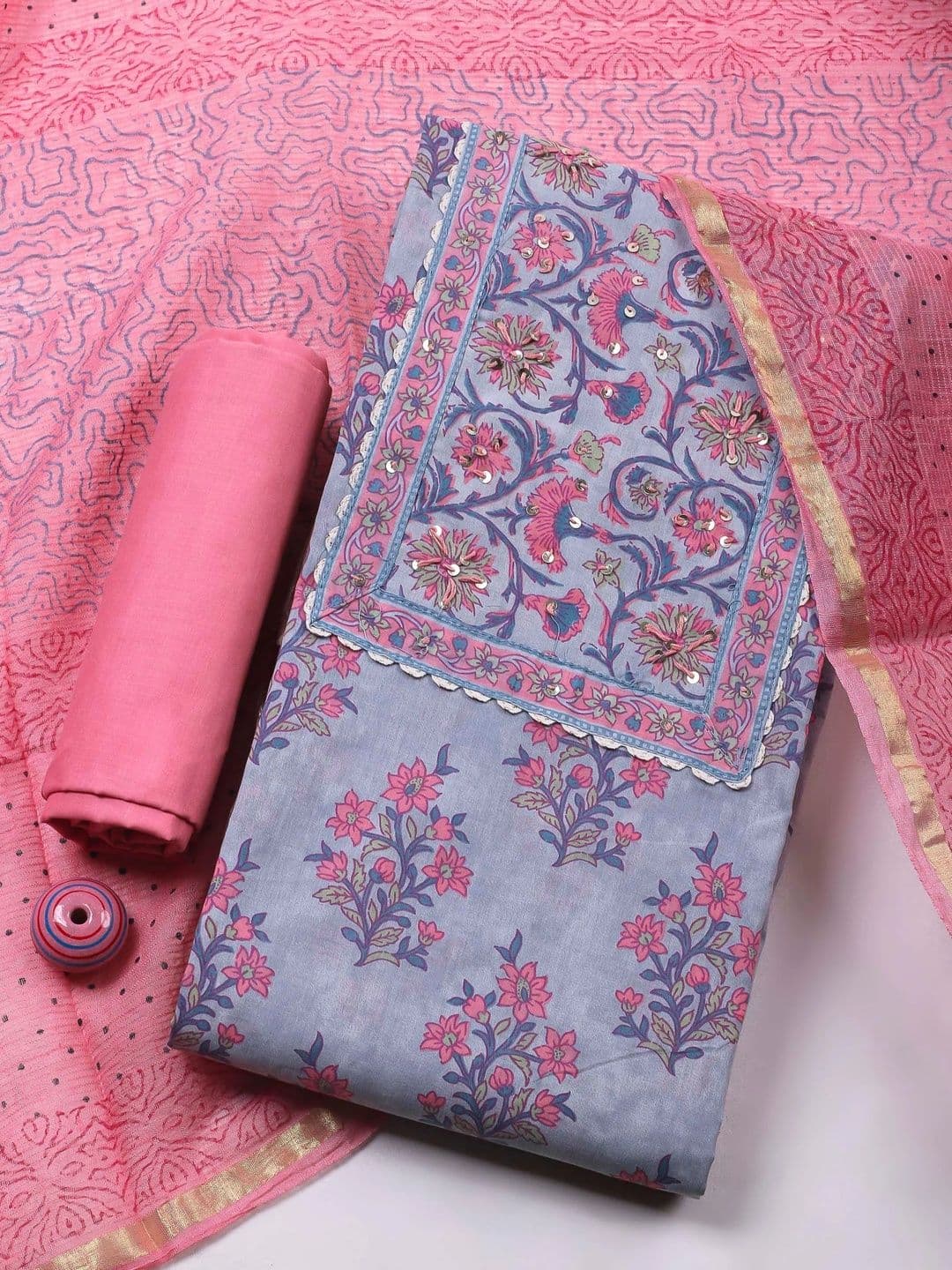 Meena Bazaar Printed Unstitched Dress Material - view 1