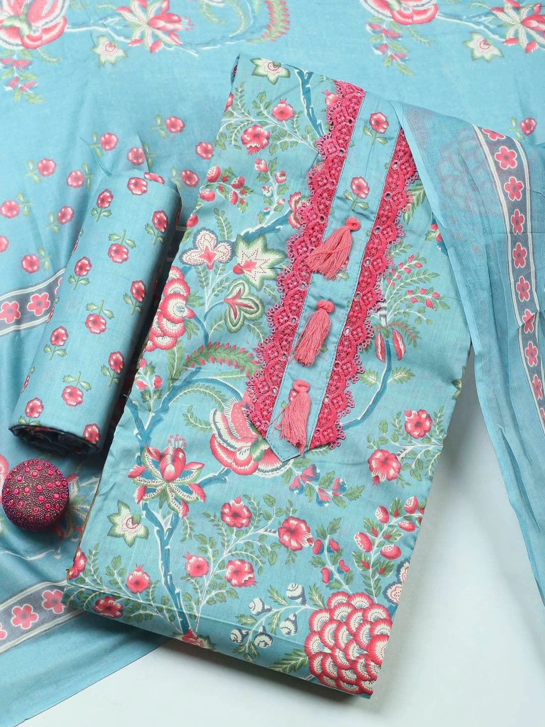 Meena Bazaar Printed Unstitched Dress Material - view 1