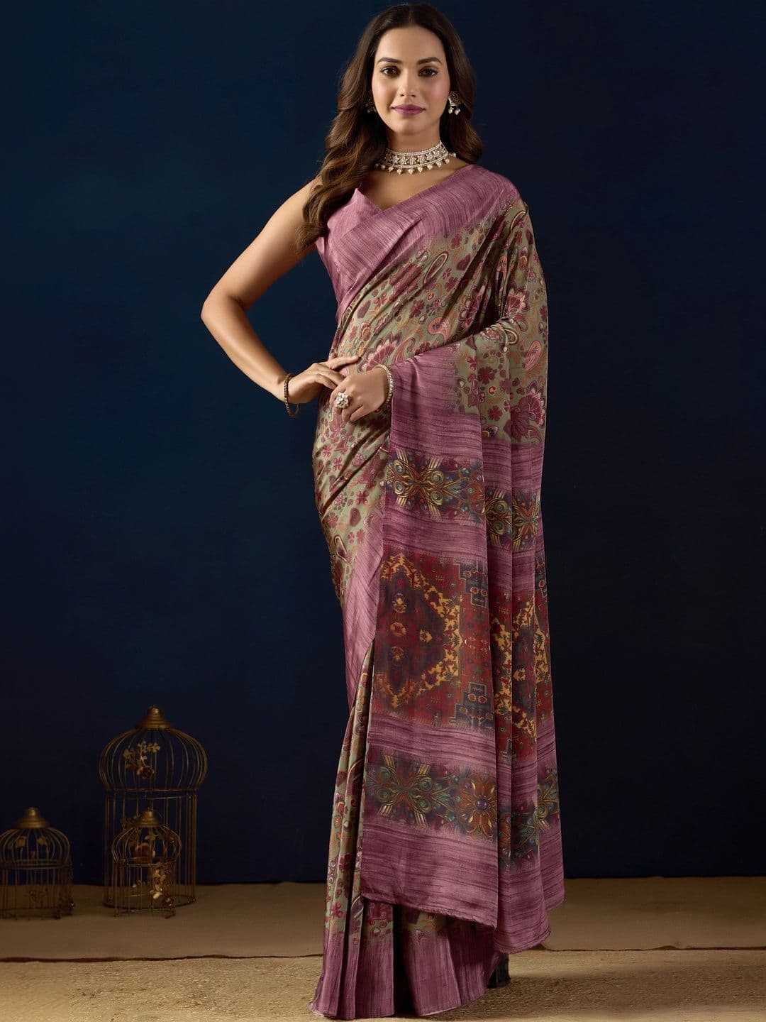 RACHNA Paisley Poly Crepe Designer Saree - view 1