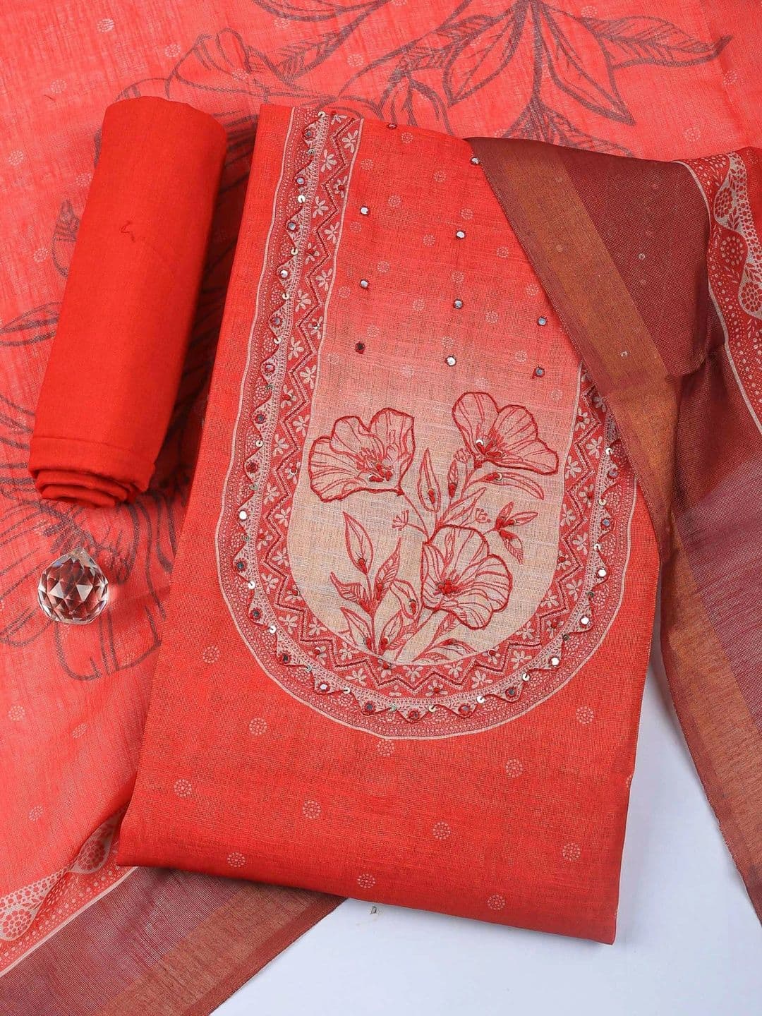 Meena Bazaar Printed Unstitched Dress Material - view 1