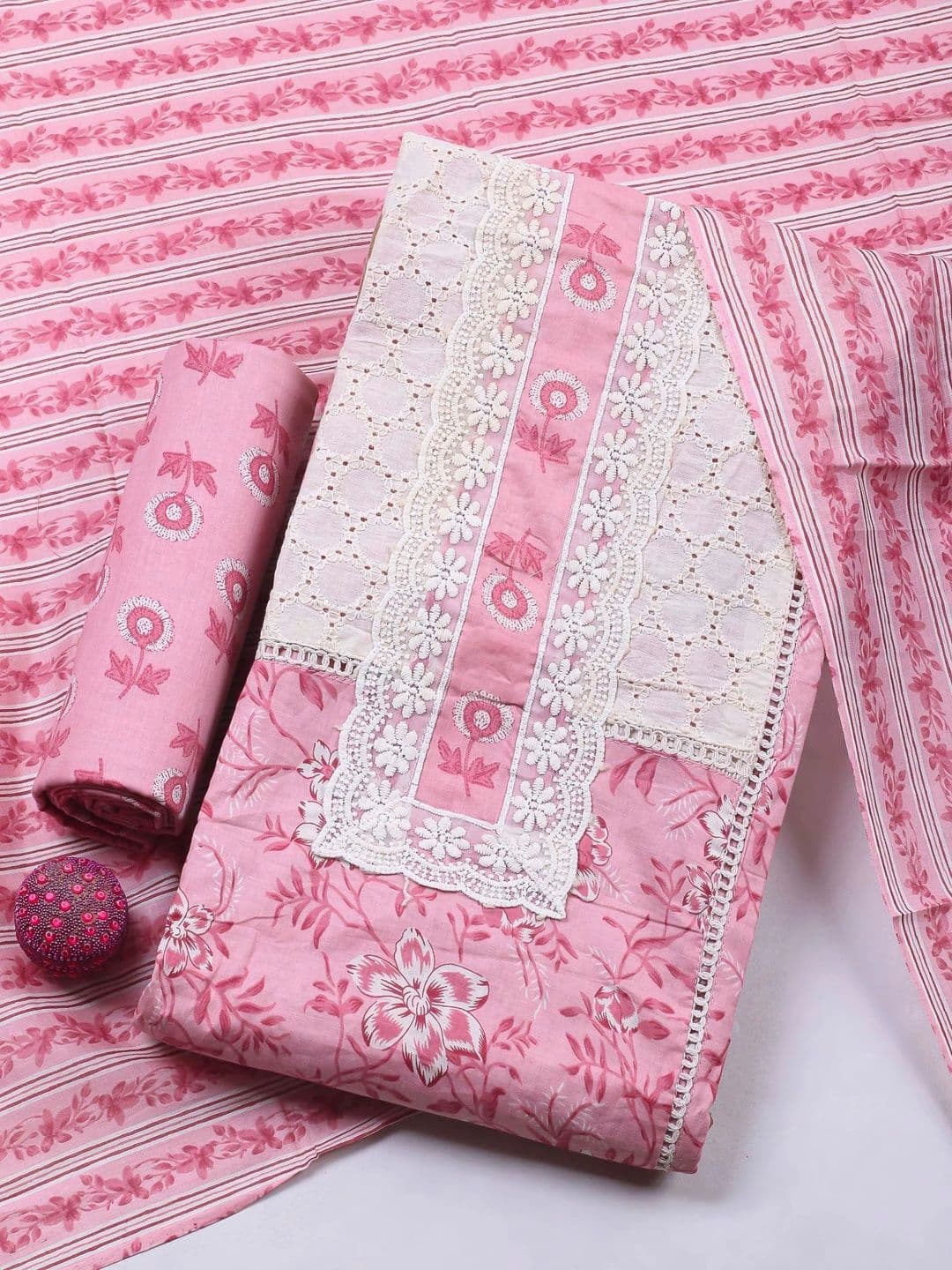 Meena Bazaar Printed Unstitched Dress Material - view 1