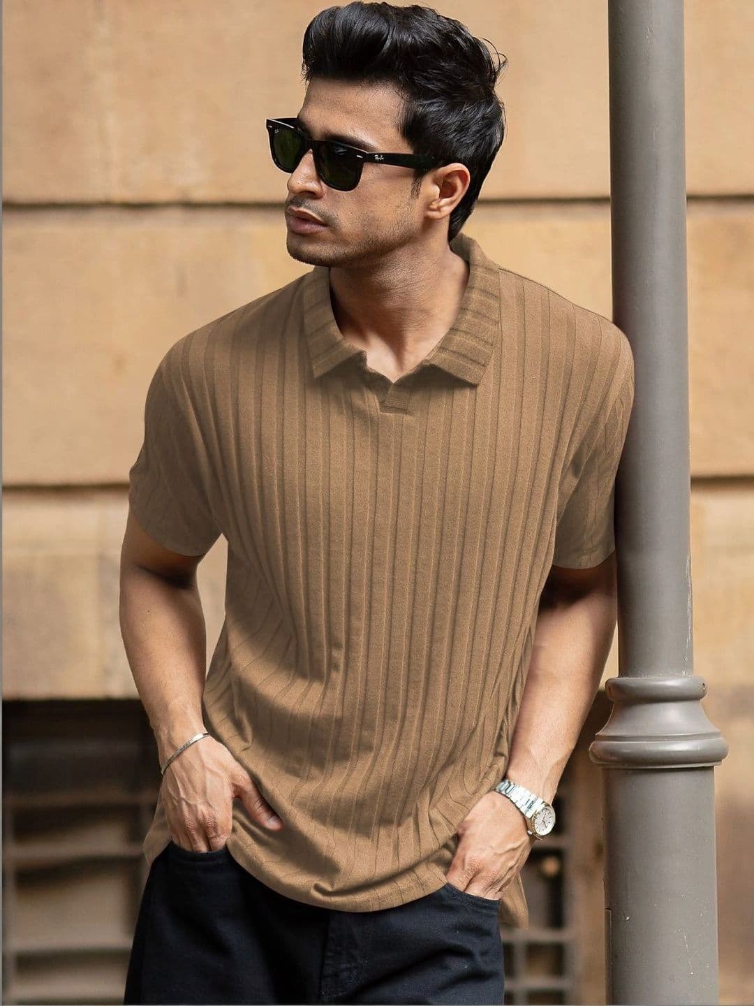 Moda Rapido Self Design Polo Collar Short Sleeves Regular Fit Polyester T-shirt - view 1