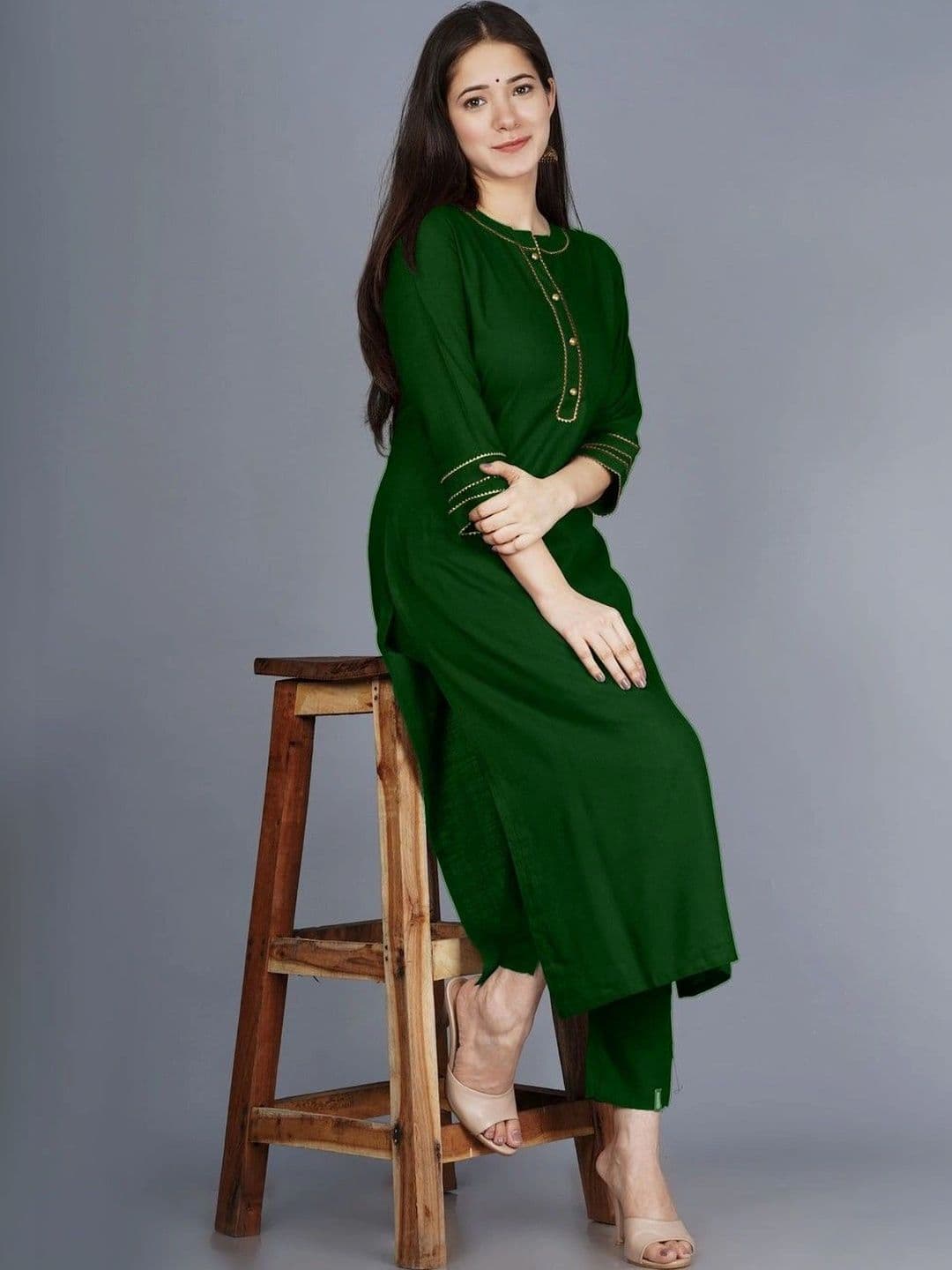 RAYIE COLLECTION Women Regular Thread Work Kurta with Trousers - view 1