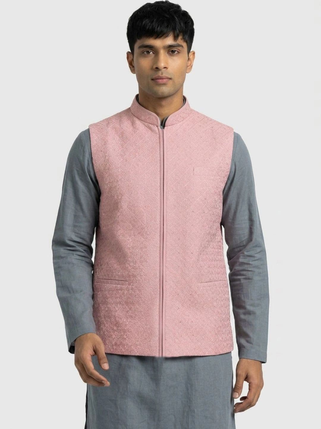 Sanman Ethnix by Raymond Men Woven Design Padded Nehru Jackets - view 1