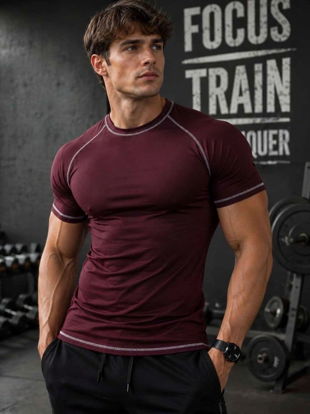 HUSTLEWELL Men Compression T-shirt - view 1
