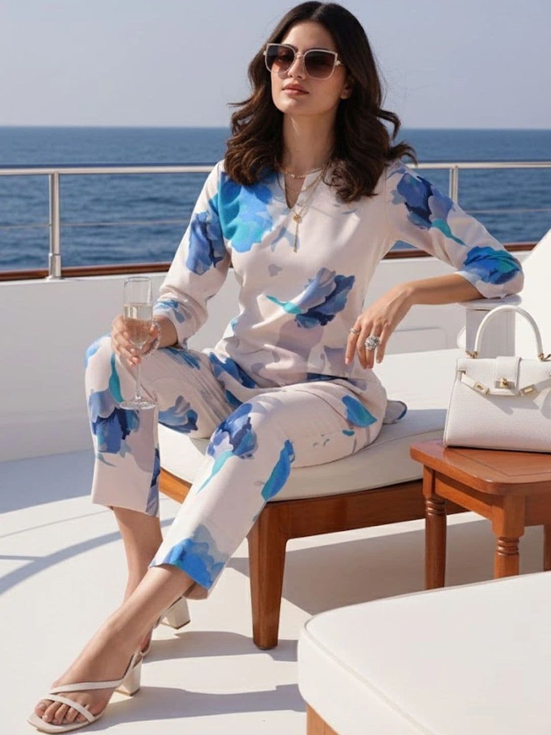 SOURAGYA Floral Printed Tunic with Trousers - view 1