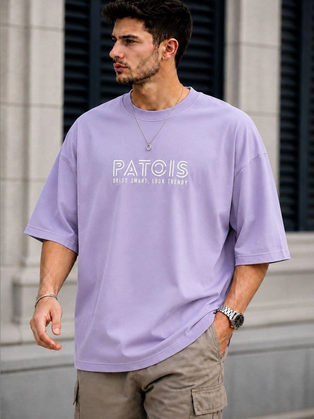 PATOIS Men Oversized Typography Printed T-shirt - view 1