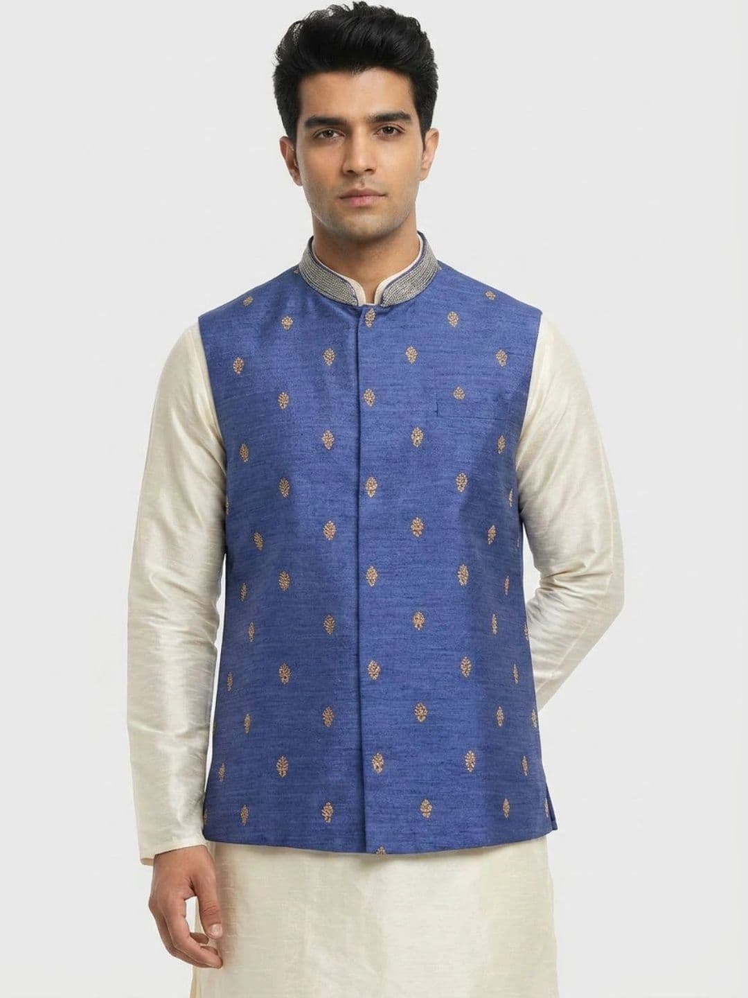 Sanman Ethnix by Raymond Men Open Front Jacket with Embroidered - view 1