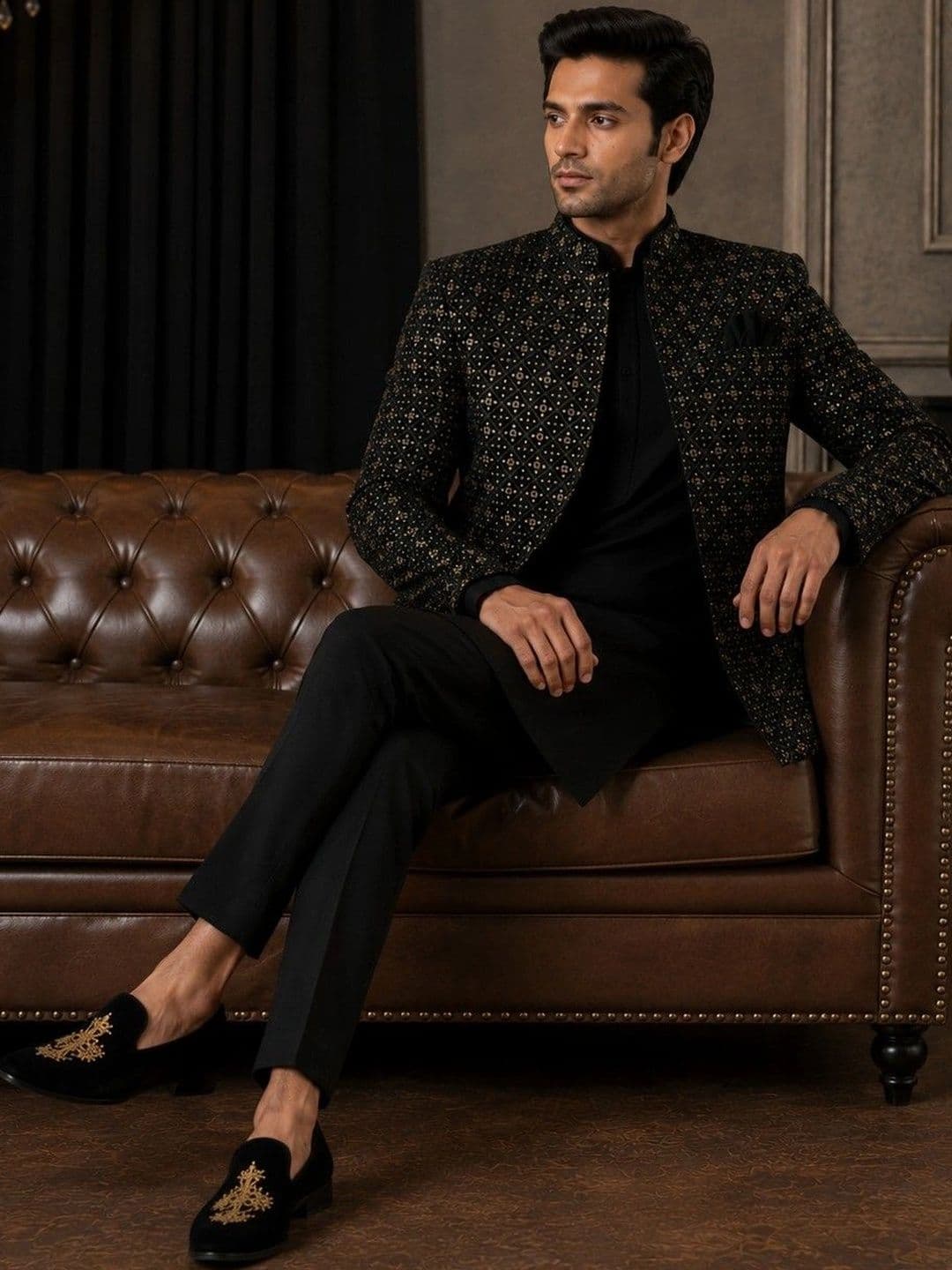 SOURAGYA Royale Embroidered Indo-Western Set - view 1