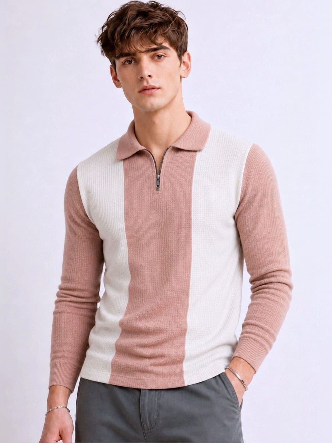 Try This Men Colourblocked Polo Collar T-shirt - view 1