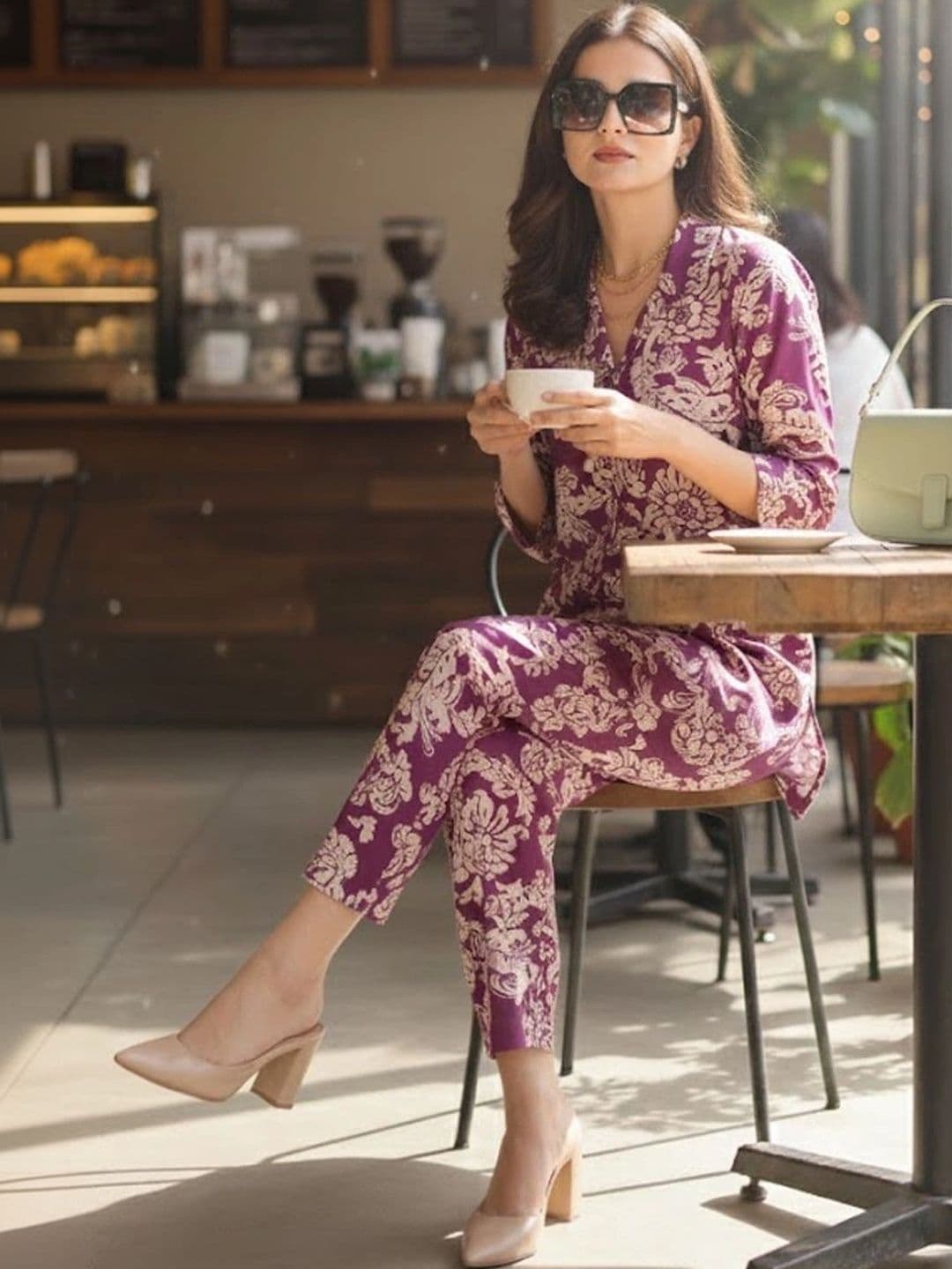 SOURAGYA Floral Printed Tunic with Trousers - view 1
