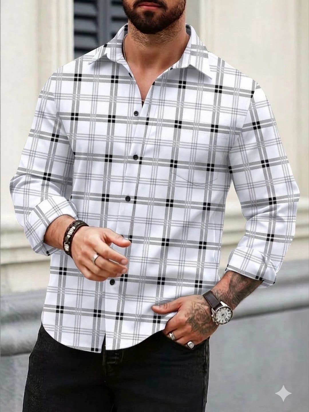 HG TAX Men Comfort Tartan Checks Checked Casual Shirt - view 1