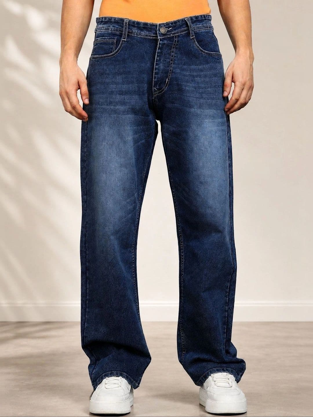 PINKLIT Men Straight Fit Mid-Rise Light Fade Jeans - view 1