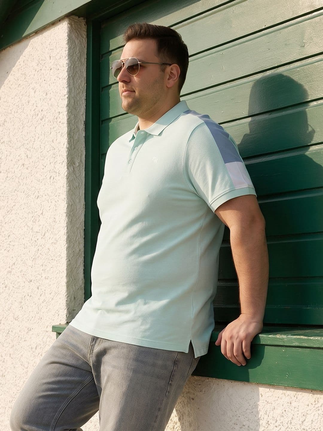 Sztori Plus Size Polo Collar Pure Cotton T-shirt - view 1