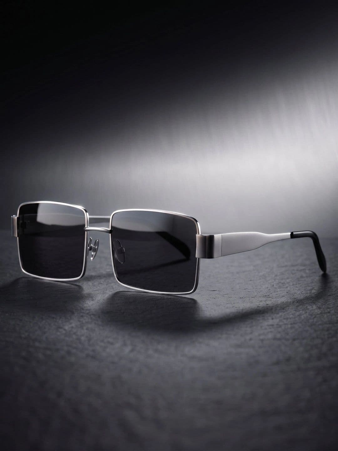DressBerry Unisex Black Lens & Silver-Toned Rectangle Sunglasses with - view 1