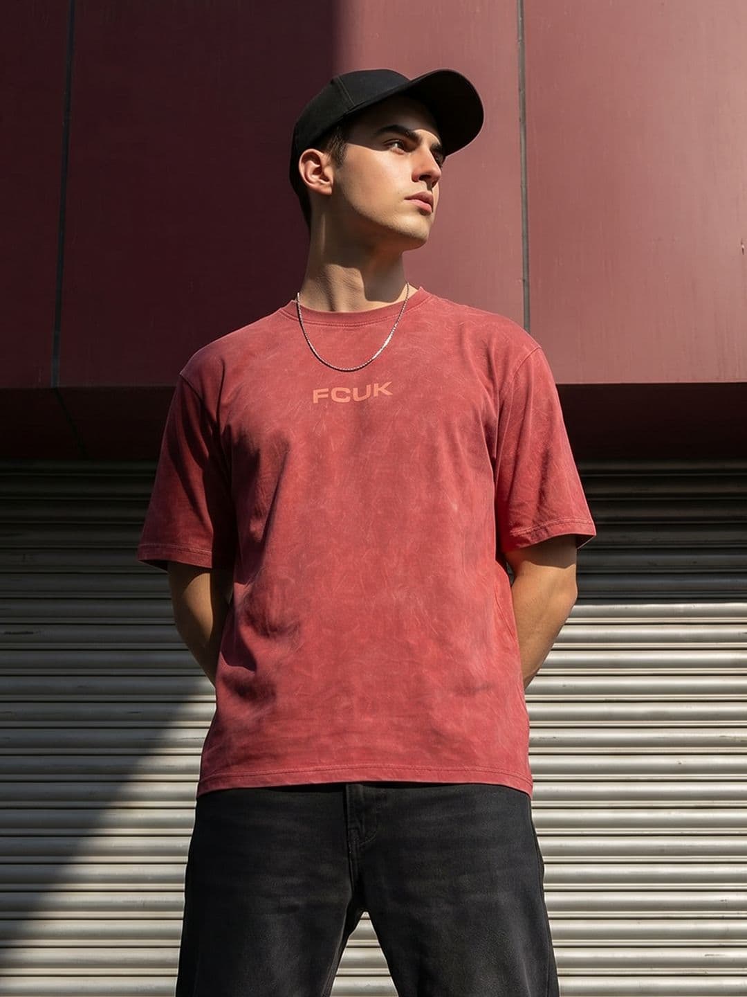 FCUK Oversized Brand Logo Printed Drop-Shoulder Sleeves T-shirt - view 1