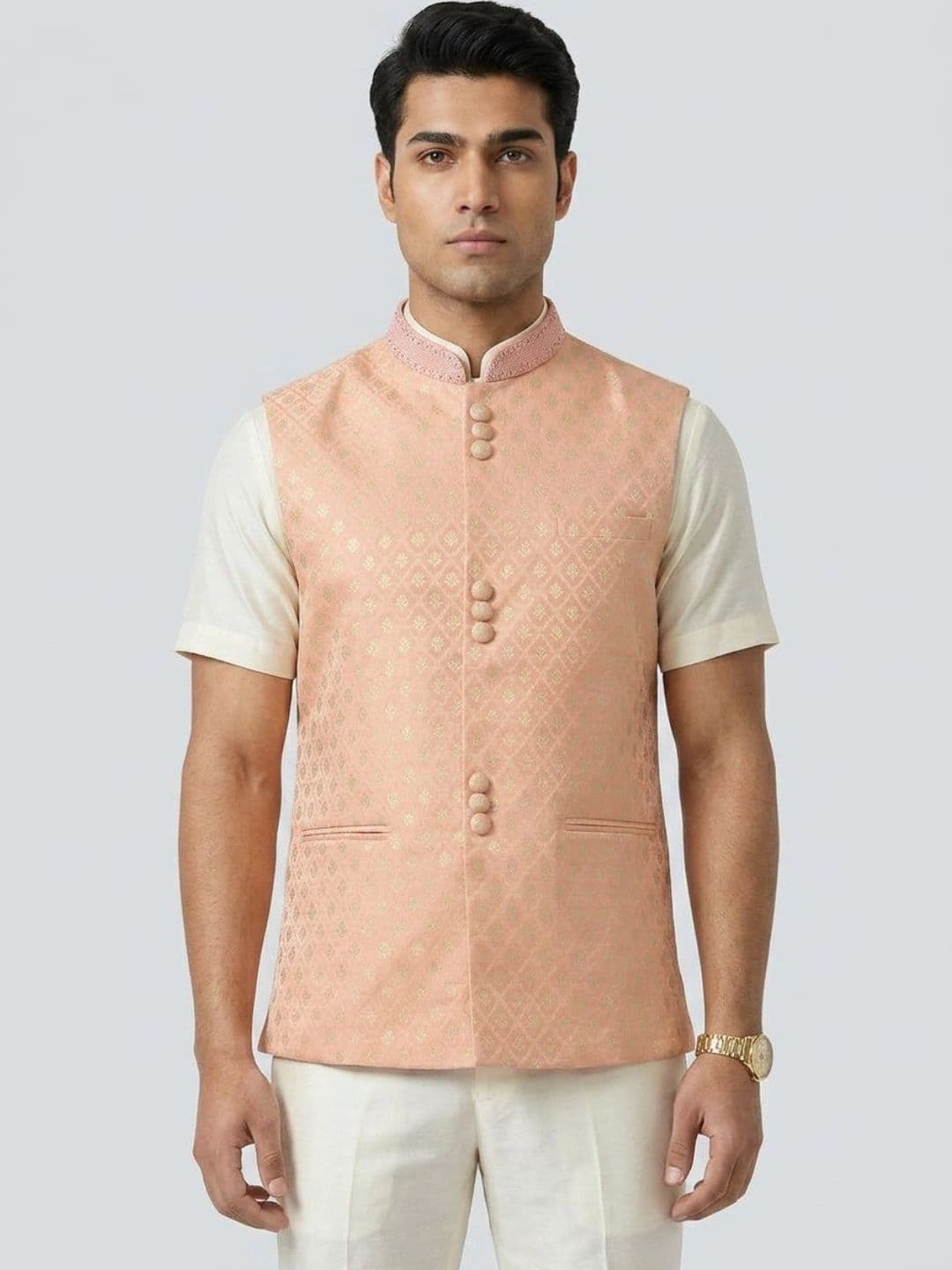 Sanman Ethnix by Raymond Men Woven with Embroidered Jacket - view 1