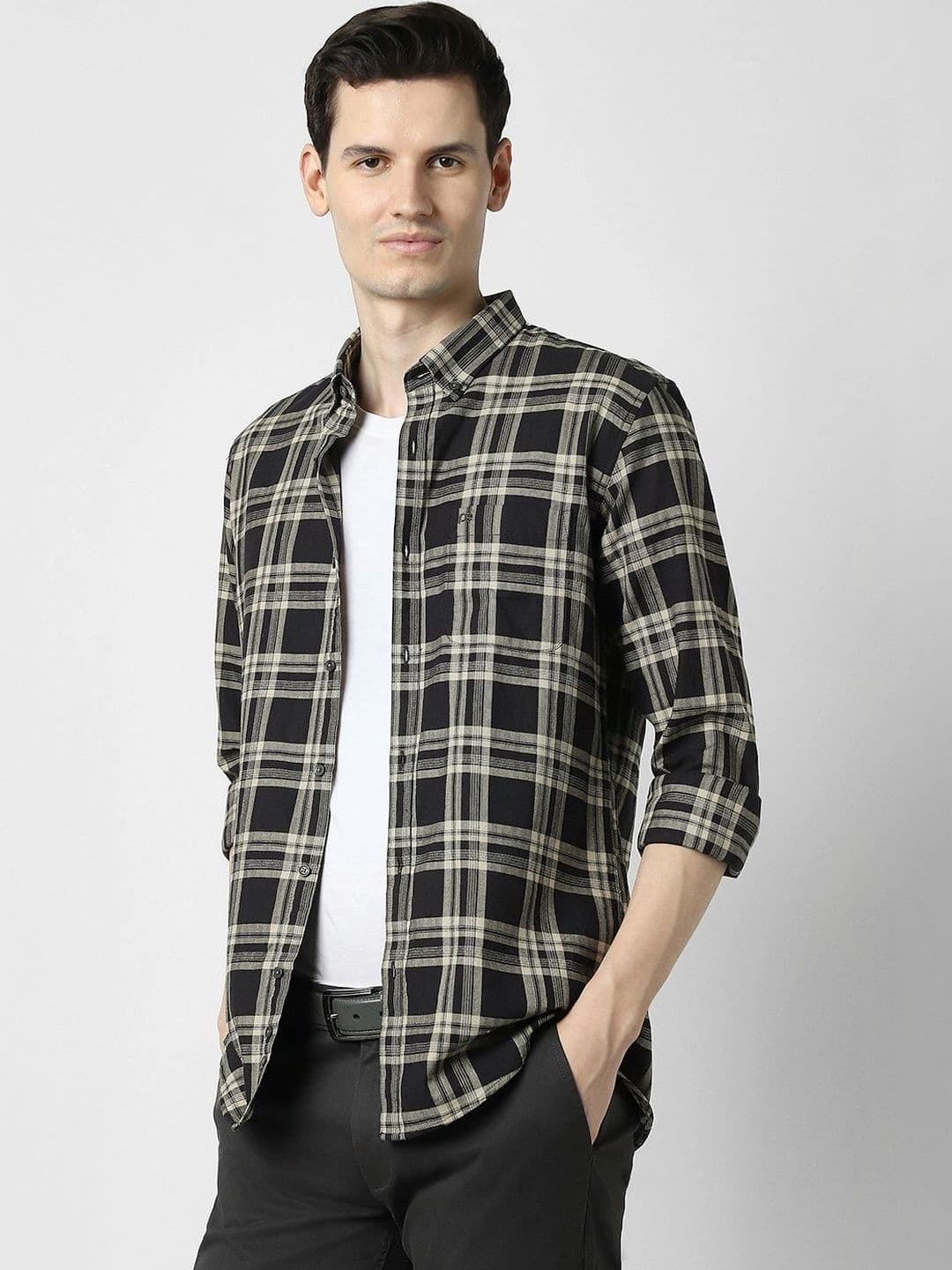 Peter England Casuals Men Slim Fit Checked Casual Shirt - view 1