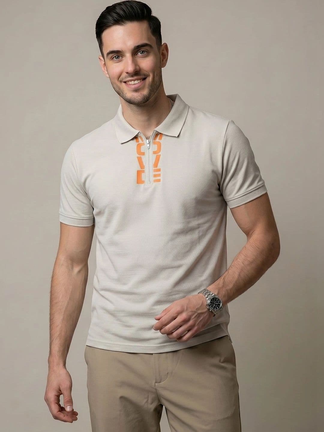 Moda Rapido Men Typography Printed Polo Collar T-shirt - view 1