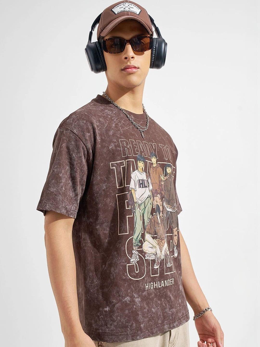 HIGHLANDER Men Printed Drop-Shoulder Sleeves T-shirt - view 1