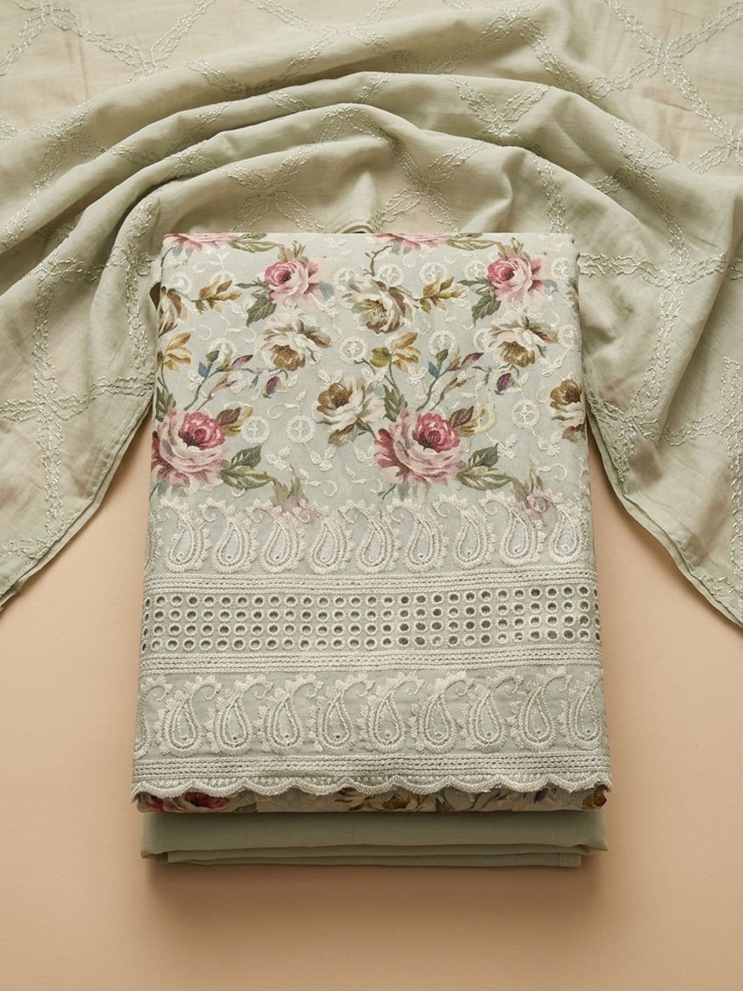 Meena Bazaar Embroidered Unstitched Dress Material - view 1