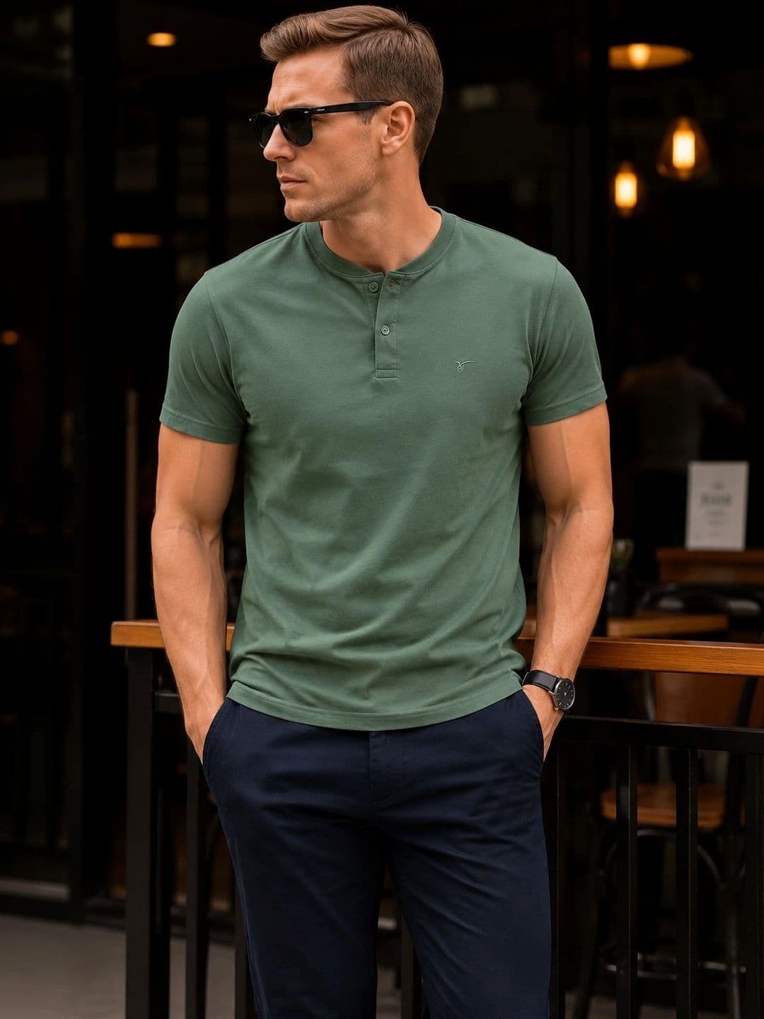 Parcel Yard Men Henley Neck T-shirt - view 1