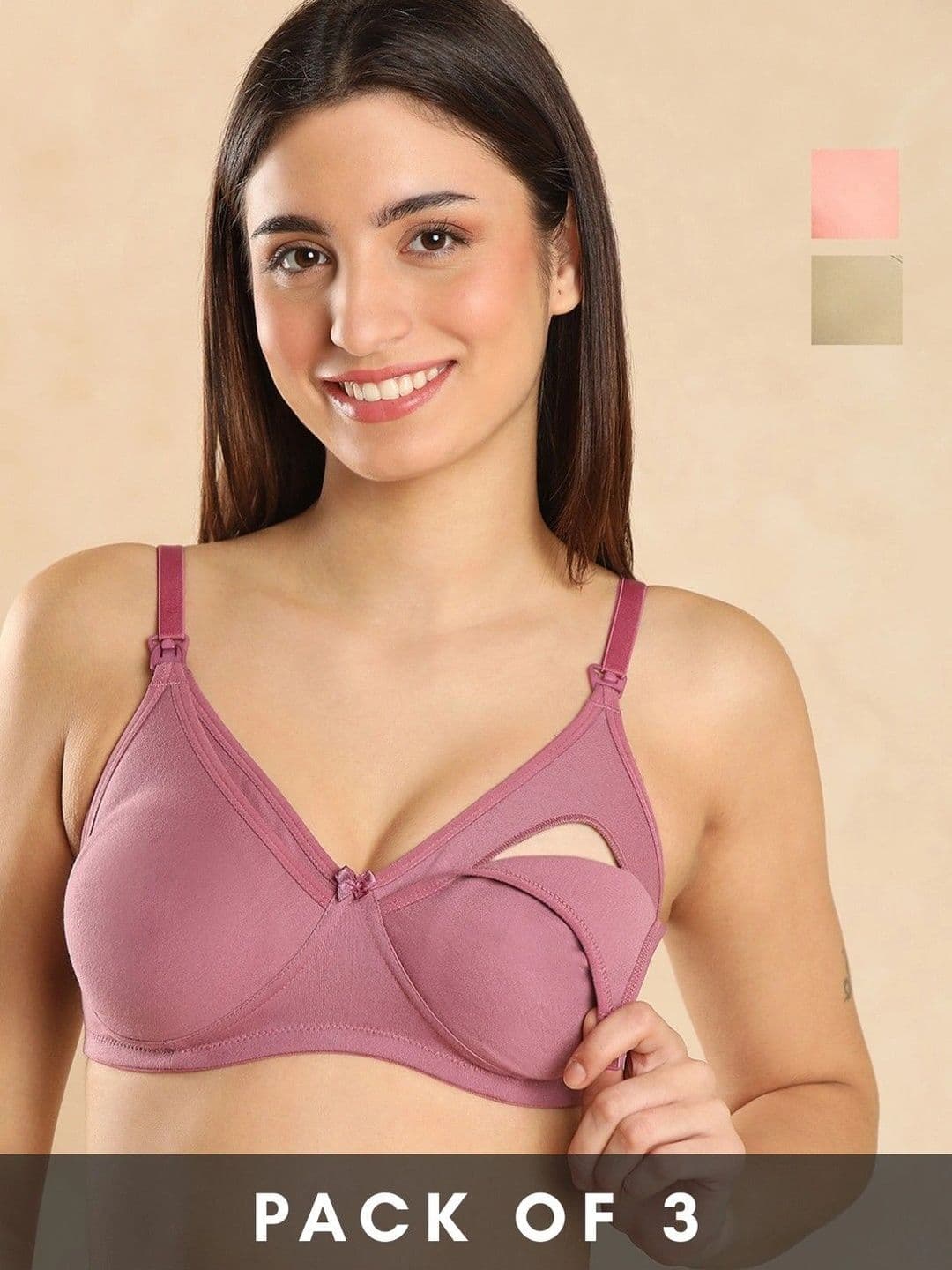 Aanyor Pack of 3 Cotton Non-Padded Non-Wired Maternity Bra - view 1