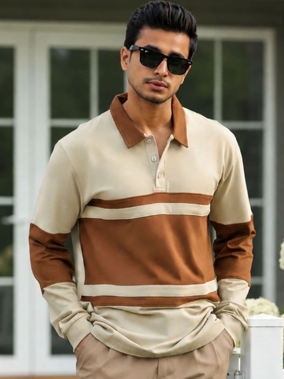 Maniac Men Colourblocked Polo Collar T-shirt - view 1