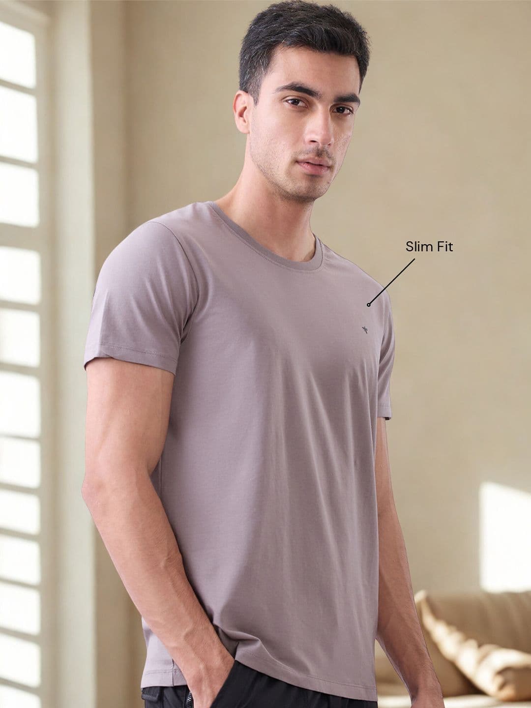 nostrum Men Solid Round Neck Cotton Slim Fit T-shirt - view 1