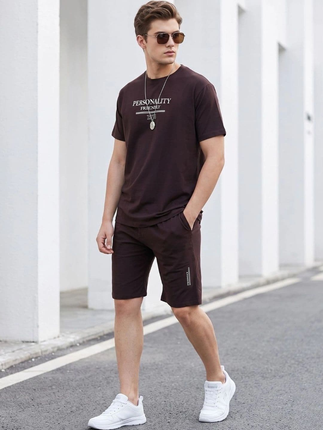 WEET Printed Pure Cotton Round Neck T-shirt With Shorts Co-Ords - view 1